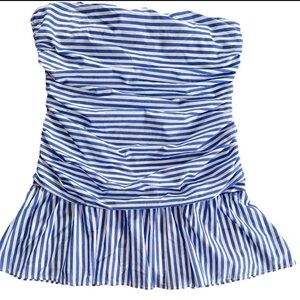 Forever 21 Blue & White Striped Strapless Ruched Mini Dress - Size XL - NWT